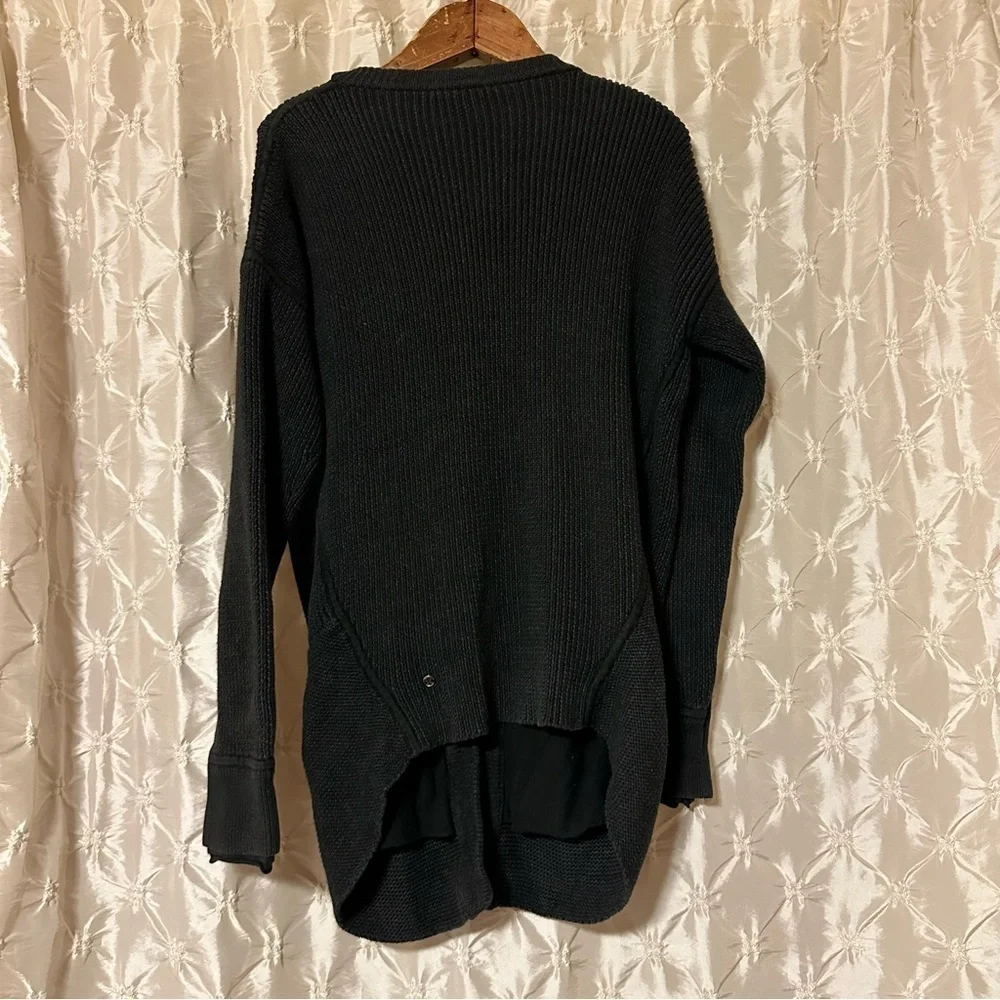 Lululemon We Like To Cardi Heathered Black Knit Cardigan Sweater One Snap Long